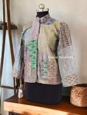 Indian Patchwork Kantha Jacket, Soft Silk Kantha Jacket, Cotton Bath Robe Kimono