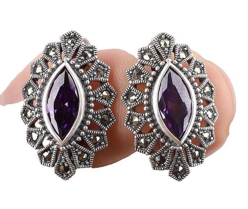LADIES ELGIN QUARTZ. MARCASITE AMETHYST WRIST WATCH.Model  display picture 2