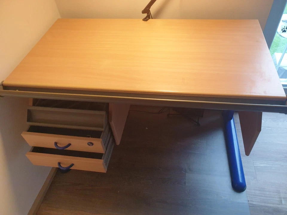 Moll höhenverstellbarer Kinder Schreibtisch aus Holz mit Schubladen ergonomisch