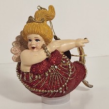 Vintage Katherine  s Collection Red Glittered Mermaid Handcrafted Figurine