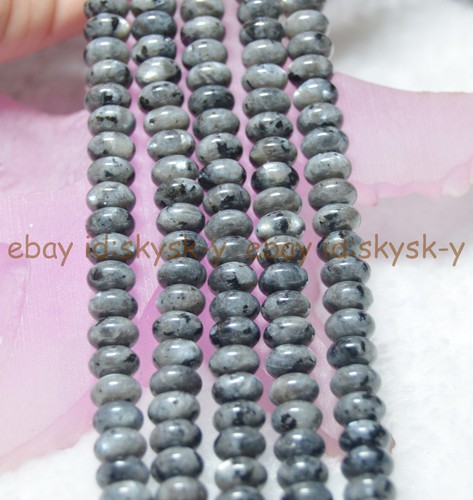 Natural 5x8mm Black Gray Labradorite Gems Rondelle Loose Spacer Bead 15" Strands - Picture 7 of 9
