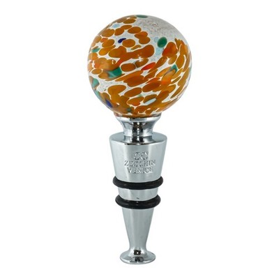 Murano Glas Flaschenverschluss Orange Multi Silber Wein Prosecco Venedig Mit Box