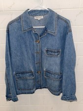 Karen Kane Vintage Y2k Blue Denim Jean Jacket Coat Made in USA M Medium