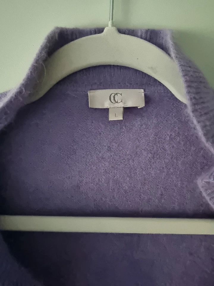 CC Country Casuals Large Lilac Angora Blend Ruffle Frilly Bolero Cardigan - Image 2 of 4
