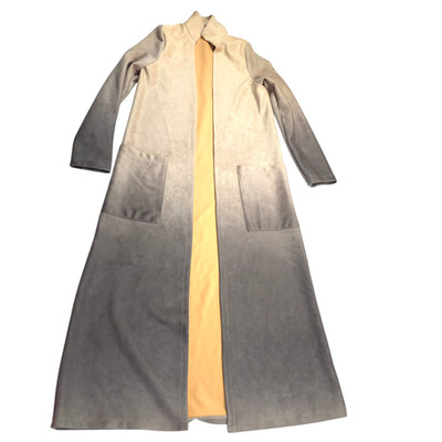 TRAC Long Line Open Front Jacket Beige To Gray Ombre Women Size S Oversized