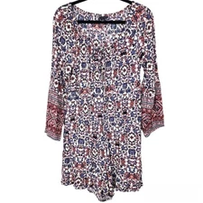 American Eagle AEO Long Sleeve Floral Romper Shorts Jumpsuit Viscose Size L