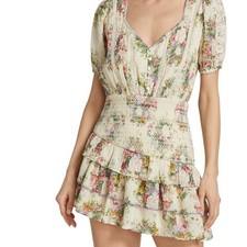 LoveShackFancy Keelin Mini Dress in Shining Gemstone floral  print