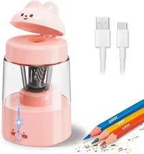 ZMOL Colored Pencil Sharpener for Kids Gift, Rechargeable Electric Pink 