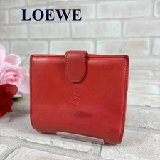 LOEWE Women Wallet W Hook Bifold Mini Anagram Ladies Used Red Limited Edition VH