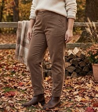 Brown high-waisted straight-leg trousers
