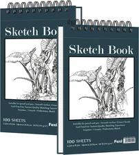 Small Sketchbook 5.5" x 8.5" - 2 Pack Top Spiral Mini Sketch Pad, Small Sketch B