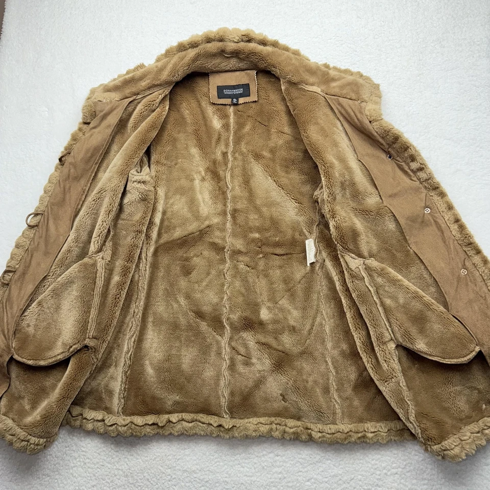Abrigo Donnybrook Mujer XL Tostado Imitación Gamuza Sherpa Forrado Botón Delantero Cálido Invierno Foto 2 de 4