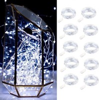 Led-Lichterkette, Batteriebetrieben, 1 M, 10 Leds, Silberfarbener Draht, Kaltwei