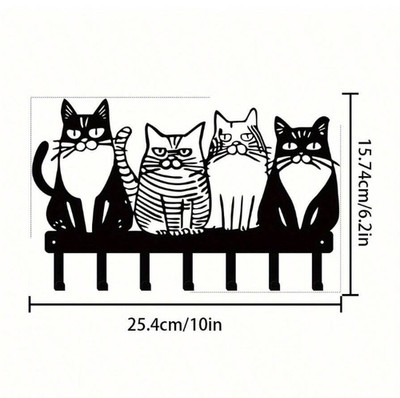 1PC Cute Cat Wall Hook-Adorable Kitty Decor For Home, Strong Metal Wall Hooks