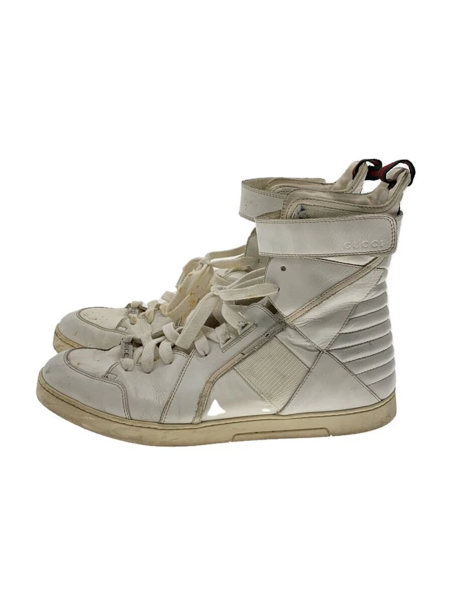 Baskets montantes Gucci US9 cuir blanc occasion chaussures élégantes