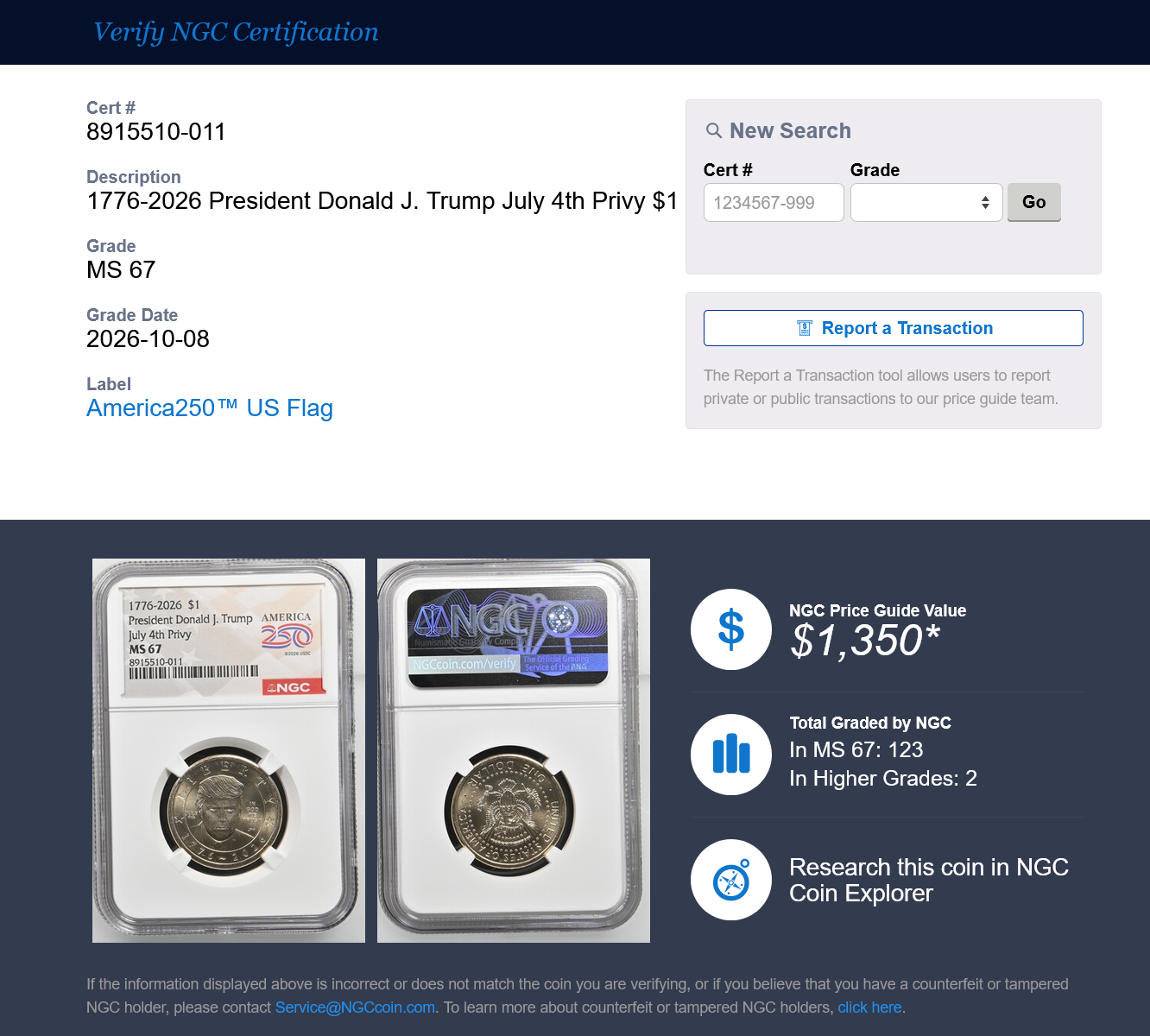1776 - 2026 President Trump $1 Coin JULY 4th PRIVY NGC MS 67 America250 ...