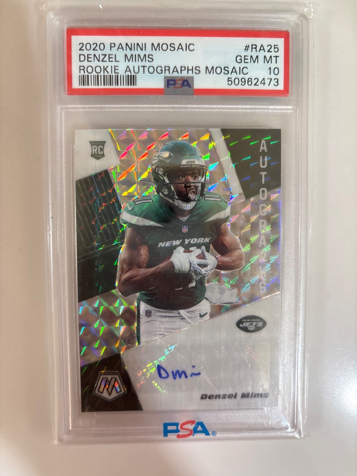 Denzel Mims Panini Mosaic Rookie Autographs Mosaic #RA25 Base
