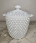 Vintage Anchor HockingHobnail Milk Glass Canister/Ice Bucket/CookieJar With Lid.