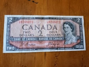 1954 CANADIAN $2.00 DOLLAR BILL