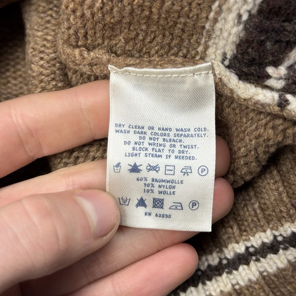 LANDS END NIÑOS BÚFALO BISONTE TEJIDO PESCADOR SUÉTER CÁRDIGAN MARRÓN MARFIL TALLA S 8 Foto 4 de 4