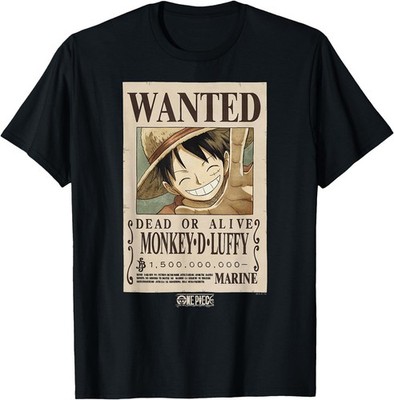 One Piece Anime Monkey D. Luffy Wanted Poster T-Shirt