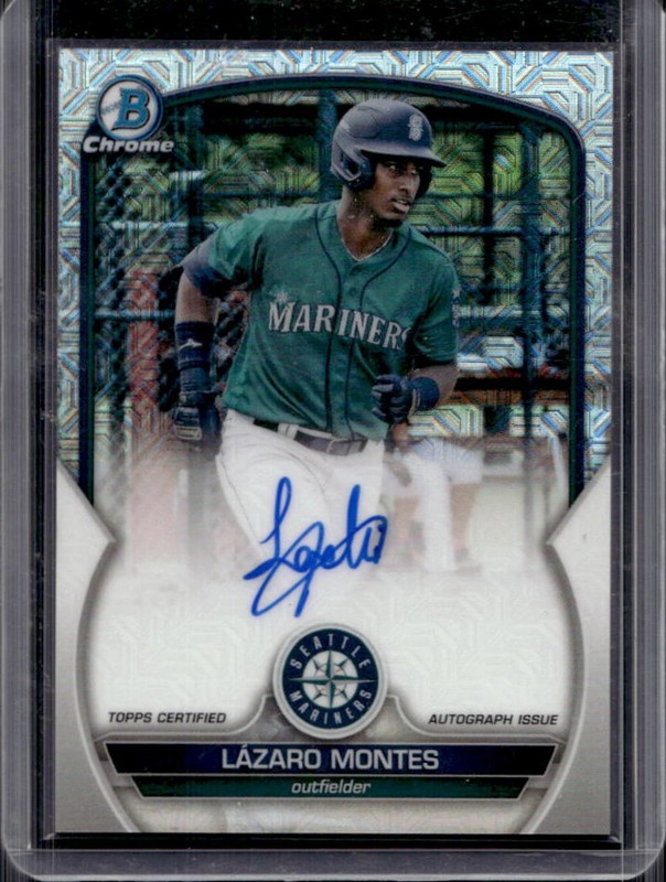 2023 Bowman Mega Box Lazaro Montes Chrome Prospects Auto Mojo Refractor #BMA-LM