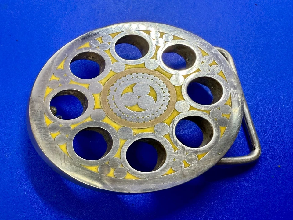 Ремень сварщика ремесленника искусства абстрактный открытый работы круги круглый серебристый цвет пряжка - Изображение 2 из 4