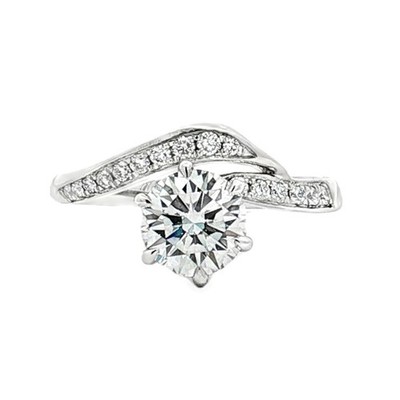 PT950 Platin Lab gezüchteter runder Diamant Größe 6 # Verlobungsring XQ0028