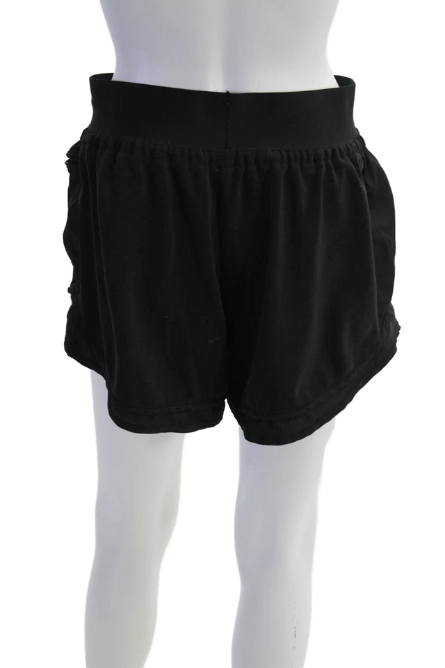 Nike Womens Mid Rise Logo Terry Nylon Trim Athletic Shorts Black Size Medium - Image 3 of 4