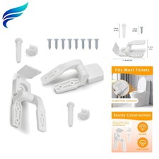 White Plastic Toilet Seat Hinge Replacement with Bolts, Screws, and Nuts, Uni...
