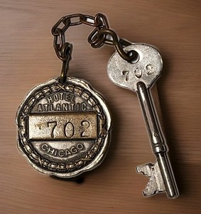 Rare Original Vtg 1920s 30s Hotel Atlantic Chicago Hotel Room Skeleton Key #702