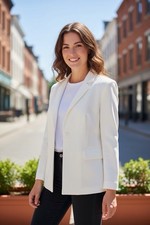 Kasper Women Business Lined Blazer Vanilla Ice White 3button Sz16 NWT MSRP 90