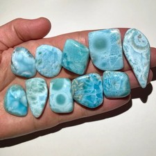 10pc Lot Larimar Cabochon Set By Artist D Virgadaula Wholesale Cab Set Dominican