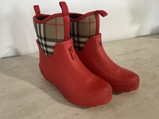 Burberry Big Kids Mini Flinton Check Waterproof Rain Boots RED Size 32 / US 1