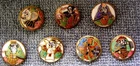 Satsuma buttons set of seven vintage Japanese pottery buttons immortal gods (AAD
