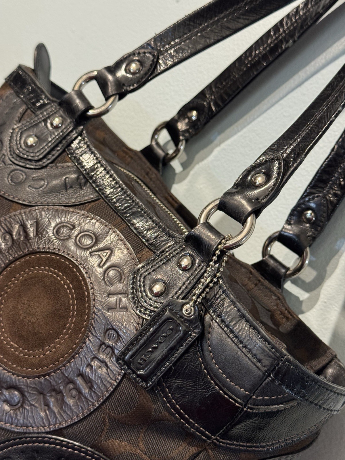 COACH Vintage Circle Patchwork Tote Shoulder Hand… - image 18