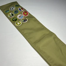 BSA Olive Green Sash with 11 Merit Badges 28" Long MB-140