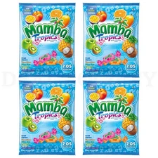 Mamba Tropics Assorted Flavors Fruit Chews Candy 7.05oz Lot of 4 Bags