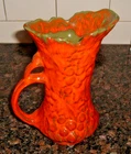 Vintage McCoy Pottery Pitcher Vase 641 Grapevine Pattern Orange & Avocado  9.25"