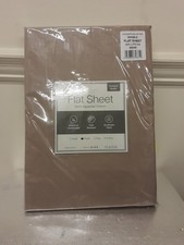 Belledorm Luxury Percale 200 Thread Cotton blend Natural Bed Linen flat sheet 