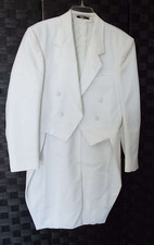 Firenze Men  s White Tuxedo Tailcoat 38L Satin Lapels, Formal Jacket