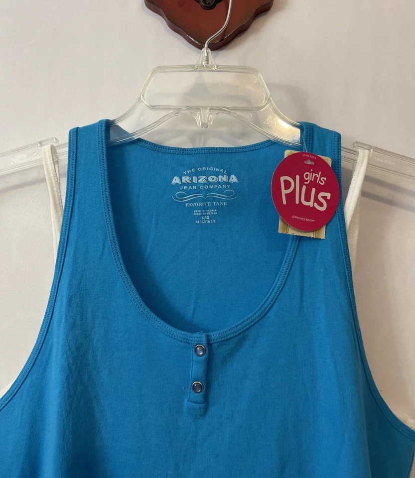 Camiseta sin mangas Arizona Girls grande 14,5-16,5 Plus azul en capas ¡NUEVA CON ETIQUETAS! A3377 Foto 3 de 4