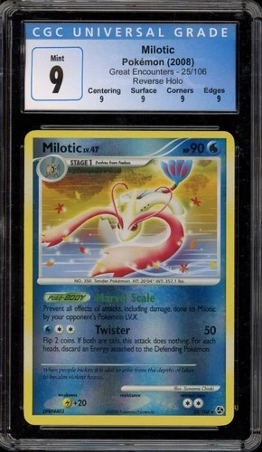 Pokemon Milotic Great Encounters Reverse Holo Rare #25 CGC 9 Mint