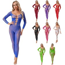 Womens Bodystockings Nigh Club Jumpsuit Crotchless Bodysuit Hollow Out Cosplay