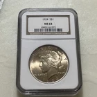 1924 $1 Peace Silver One Dollar US NGC MS64