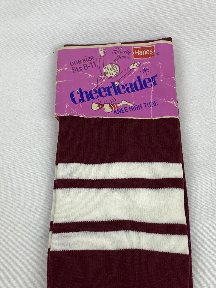 Calcetines de animadora vintage Hanes para mujer talla 8-11 granate hasta la rodilla Beverly Jane Foto 2 de 4