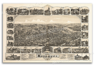 Woodbury New Jersey 1886 Historic Panoramic Town Map - 16x24