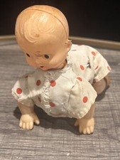 1950s Celluloid Wind up Crawling Baby Toy Japan Creepy works