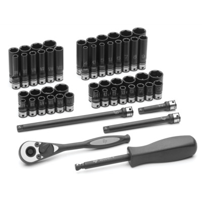 53 Pc. 1/4'' Drive Std and Deep Length 6-Pt Duo-Socket Set Carrand 89653CRD