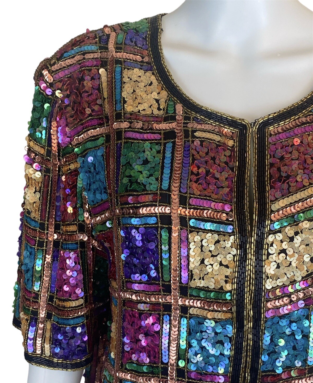 Vintage Lawrence Kazar Sequin Beaded Open Front H… - image 2